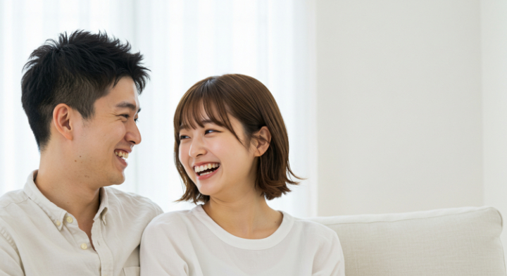 歯周病を予防し笑顔で会話する夫婦