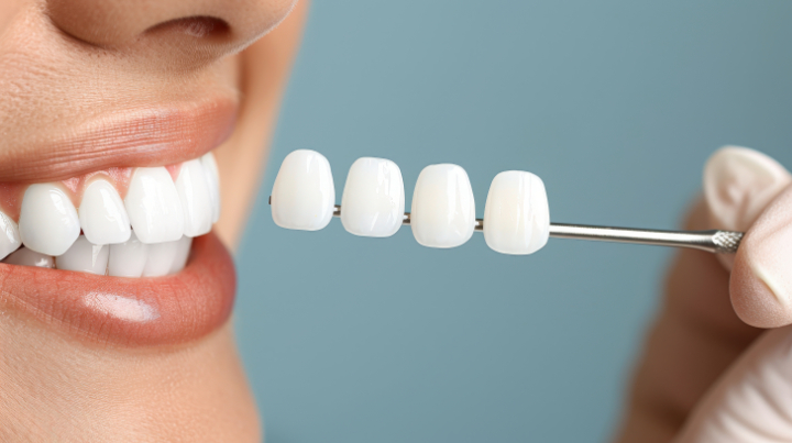 審美歯科で前歯をきれいに治療する様子